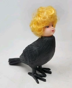 One Of A Kind Baby Doll Head Bird Figurine Art Statue Knick Knack Weird Odd OOAK - Picture 1 of 9