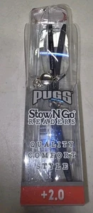 Pugs Stow N Go Readers +2.0 Quality Reading Glasses Metallic Cobalt Blue - Picture 1 of 3