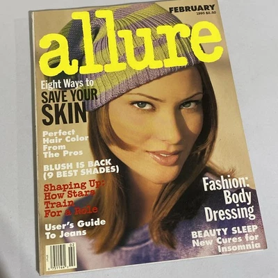 Allure Feb 1993 fashion, jeans, advertising vintage shalom Harlow model, beauty - Image 1 of 3