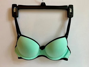 Candies Padded Push-Up Bra 34A Mint Green Black Underwire Adjustable Exc. Cond. - Picture 1 of 13