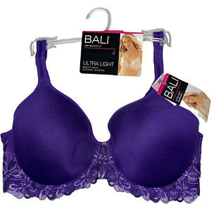 Bali Underwire Contour Bra Ultra Light Lace Embroidered Back Smoothing 3443