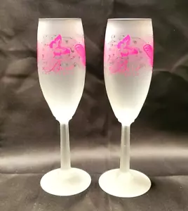 Bellagio Champagne Glass Flute Rare Pink Butterfly 8" Las Vegas Hotel Casino - Picture 1 of 12