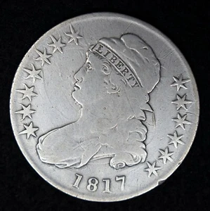 1817 Capped Bust 50c Half Dollar Fine (O-111a, R-2) Heavy Die Clash - Picture 1 of 2