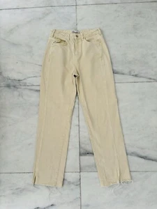 Zara Beige High Rise Wide Leg Distressed Jeans Size 8 - Picture 1 of 13