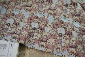 Lovely Bears Vintage French Jacquard Tapestry Upholstery Fabric DIY by the yard - Picture 1 of 8