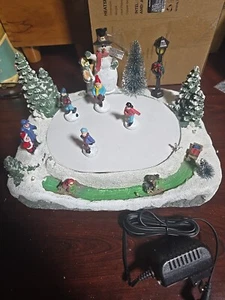 Top Treasures Christmas Skating Pond Animated Lighted Musical Snow Village - Picture 1 of 8