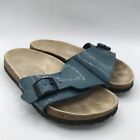 Birkis Birkenstock Women?S 7 Catalina Teal Blue Sparkle Birko-Flor Slide Sandals