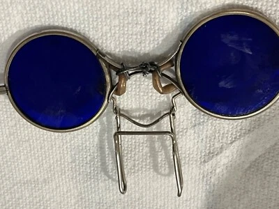 Gafas antiguas de clip azul cobalto Spectacle de los años 50 Foto 1 de 4