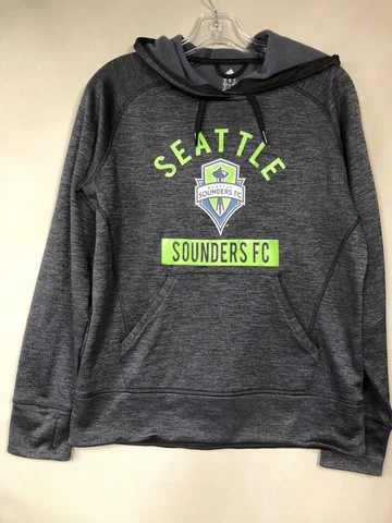 Adidas Seattle Sounders FC Hoodie Women’s M Gray Fleece Climawarm Pullover Cover