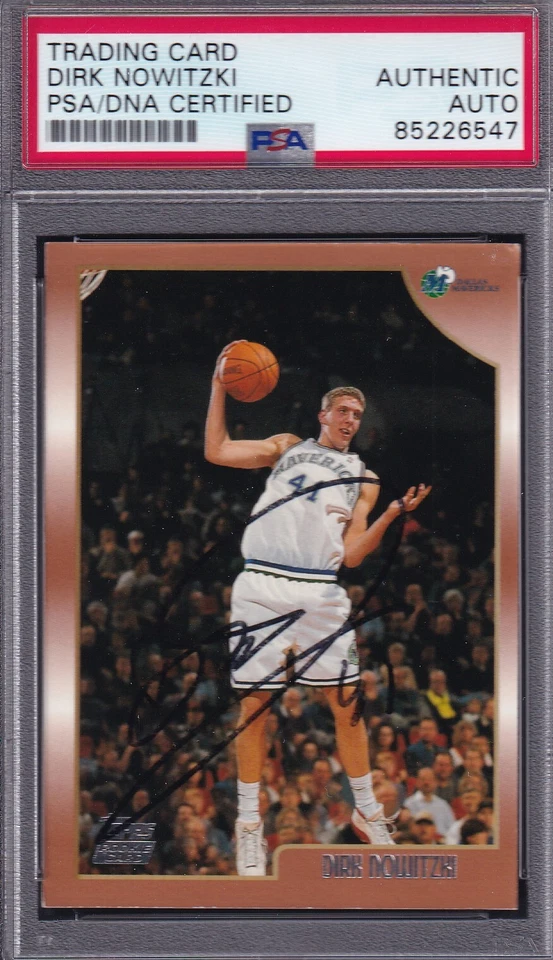 Dirk Nowitzki SIGNED ROOKIE CARD 1998 Topps RC PSA DNA AUTOGRAPH Hall of Fame - Image 1 of 1