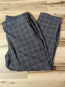 LOFT Ann Taylor  JULIE Trouser/Pants Gray Windowpane  Wide Leg sz 14 - Picture 1 of 4