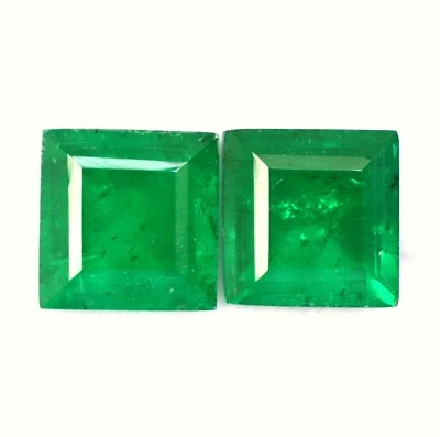 12.08 Cts Emerald Color Doublet Square Cut Pair 11x11 mm Faceted Loose Gemstones - Image 1 of 4