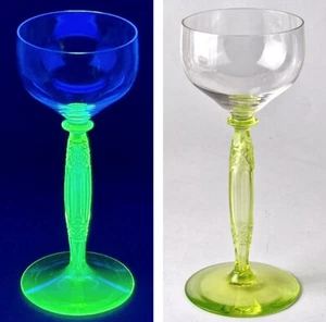 Seltenes Weinglas Uranglas Glas handgeschliffen um 1900 P826 - Picture 1 of 17