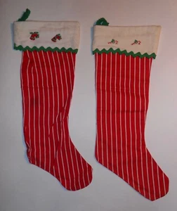 2 Vintage Hand Made Christmas Stockings - Picture 1 of 7