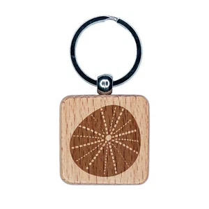 Seeigel lustig graviert Holz Quadrat Schlüsselanhänger Anhänger Charm - Bild 1 von 6