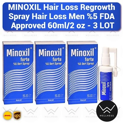 MINOXIL Forte Spray Anti Pérdida de Cabello Cuero Cabelludo (Aprobado por la FDA) - LOTE DE 3 Foto 1 de 2
