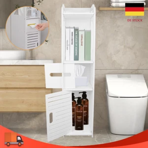 Armario de baño armario de baño estrecho armario de inodoro estante de baño independiente blanco - Imagen 1 de 11