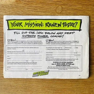 Nintendo Power Magazine Subscription Renewal Form 319 “ Your Mission” - Picture 1 of 2