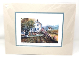 Vintage 92 Ed Gifford 'The Side Garden ' Amish Farm Art Signed and Matted Print - Picture 1 of 11