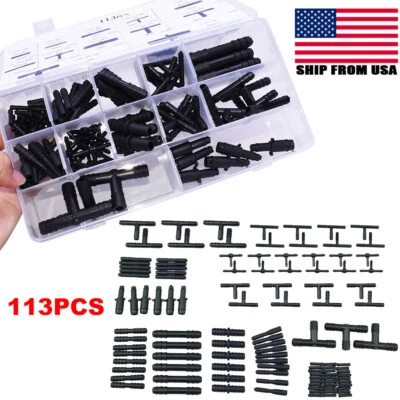 113 PCS Car Vacuum Connector Assortment, 12 Sizes Hose Straight Tee Connectors - Image 1 of 4