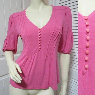 复古 Y2K 90 年代 Nicole Miller 粉红色 V 领娃娃上衣 Fairy Fairycore Princess — 第 1/4 张图片