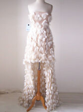 BLUMARINE Beige Embroidered Fringe Strapless Bustier Dress Gown 40 4