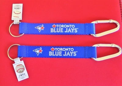FOUR (4) BEAUTIFUL AND HANDY, TORONTO BLUE JAYS  CARABINER KEYCHAINS FROM AMINCO - Image 1 of 2