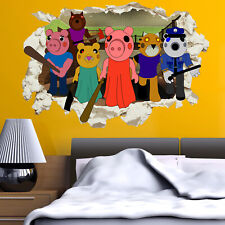 Roblox Piggy Wall Sticker Smashed 3D Crack Kids Bedroom Decal Gift Game SXXL