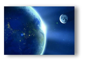 Moon Rising Planet Earth Space Canvas Poster Wall Art Picture Print Educational - Picture 1 of 1