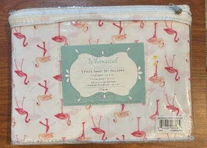 Whimsical Collection New In Package 3 Piece Twin Pink Flamingo Sheet Set - Picture 1 of 3