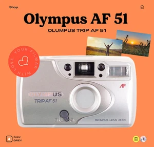 Olympus Trip AF 51 35mm Film Camera Compact Point-and-Shoot with Autofocus, - Picture 1 of 10