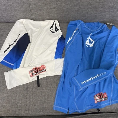 2PK NEW Volcom Long Sleeve Rashguard SURF White blue Upf 50 Swim Ladies Teen spf - Image 1 of 4