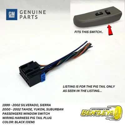 1999 - 2002 SILVERADO SIERRA TAHOE ПАССАЖИРСКИЙ ПЕРЕКЛЮЧАТЕЛЬ ОКНА ПРОВОДКА ЖГУТ ВИЛКА - Изображение 1 из 4