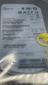 HPE 657753-004 2TB 7.2K 6G 3.5 MDL SATA HDD695503-002 - Afbeelding 1 van 2
