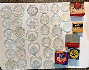 Vtg Bail Ball, Presto Canning 30 Glass Jar Lids 5 Boxes Of Rubber Seals, Mason - Picture 1 of 24