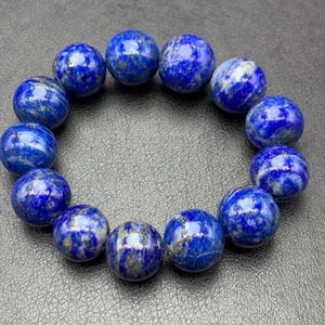 Round Lapis Lazuli Bracelet 17mm Beads Natural Blue Gemstone from Afghanistan - Picture 1 of 15