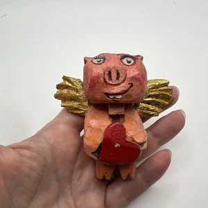 Caw Roberts Carved Winged Pig Wood Whistle - Picture 1 of 11