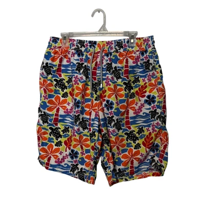 Vilebrequin Swim Trunks Mens 2XL XXL Blue Orange Floral Turtle Beach Surf Lined - Image 1 of 4