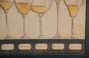 Framed Art Print On Cork  Blancs  14.5" X10.5" White Wine Glass Bar Dinning    - Picture 1 of 5