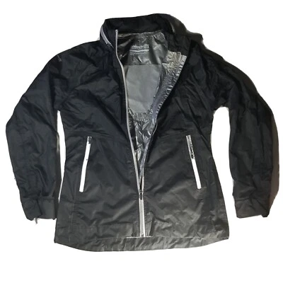 Avalanche Outdoor Womens Coat Rain Medium Black Silver w/Hood Weather Shield  - Image 1 of 4