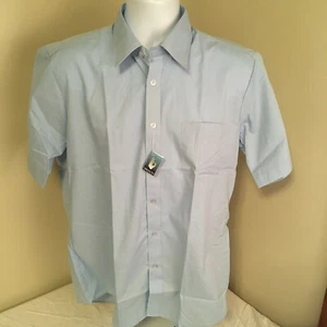 Vintage NOS Sasson Mens Shirt Short Sleeve Light Blue NWT Sz 16 Free Shipping! - Picture 1 of 6