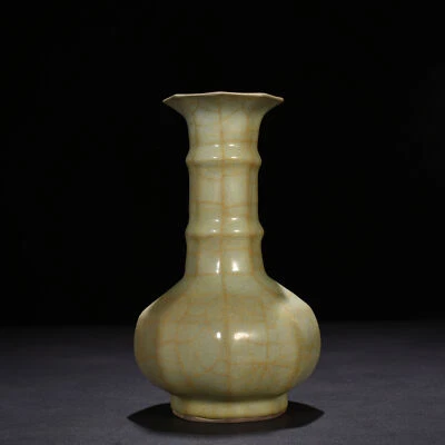 8.7" China song dynasty offcial kiln Porcelain string pattern Eight square vase - Изображение 1 из 4