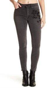 6 NEW women Philosophy Grey Beaded Sequins Star Skinny Jeans - 6x28" - Picture 1 of 16