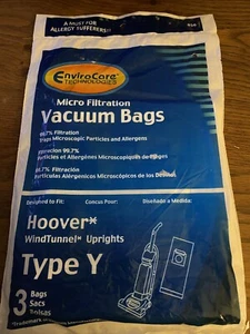 HOOVER WIND TUNNEL TYPE Y VACUUM BAGS.... 3 PACK Micro Filtration - Picture 1 of 4