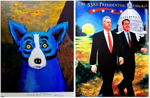 BLUE DOG GEORGE RODRIGUE SIGNED NUMBERED PRESIDENTIAL INAUGURAL SEAL IRIS PRINT - Picture 1 of 9