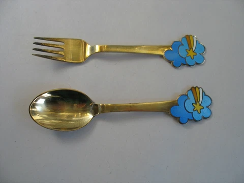 VTG A. Michelsen 1975 Sterling & Enamel Christmas Shooting Star Fork & Spoon #2 Cover