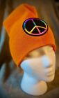 New Winter Knit Slouchy Skull Cap Beanie Hat Men Women Orange PEACE LGBTQ 60’s