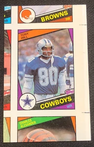 Tony Hill 1984 Topps Football Trading Card Uncut Panel Card Miscut Error - Bild 1 von 2