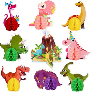 9 Stück Dinosaurier Waben Tischdeko, 3D niedliche Dinosaurier Mittelstücke - Bild 1 von 5