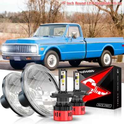 Faro LED redondo de 7 pulgadas haz alto-bajo para camioneta Chevrolet C10 c20 C30 Foto 1 de 4